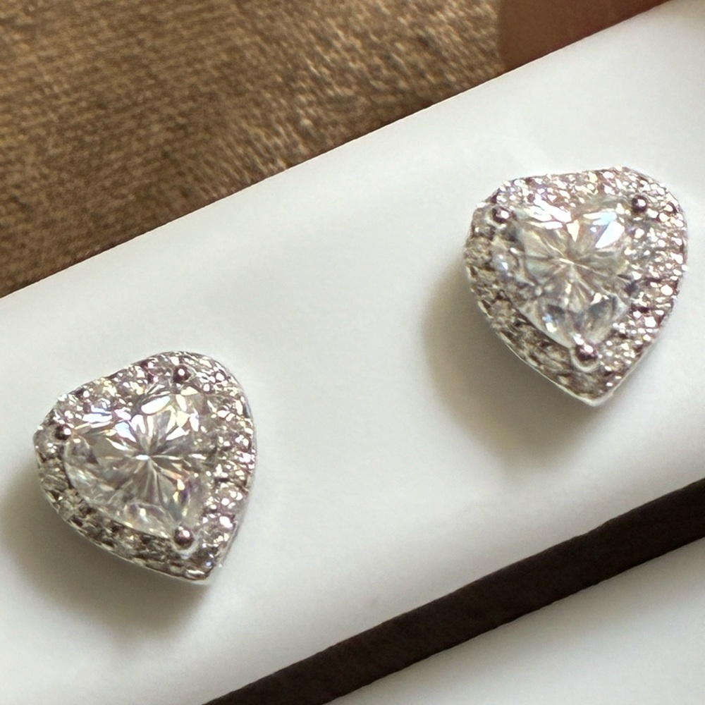 Sale! Solid Moissanite Screw Back Solid Sterling … - image 1